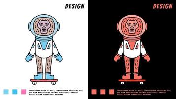 singe en costume d'astronaute monter une planche à roulettes, illustration pour t-shirt vecteur