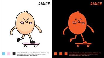 poussins mignons jouant au skate, illustration pour t-shirt vecteur