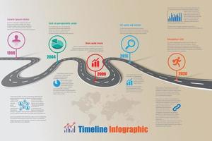modèle d'infographie de chronologie de feuille de route d'entreprise avec des pointeurs conçus vecteur