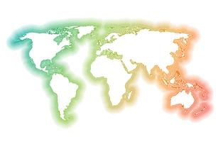 Carte du monde coloré faite de boules et de lignes, illustration vectorielle