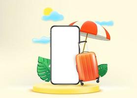 voyage d'été. maquette de smartphone avec des trucs de plage vecteur