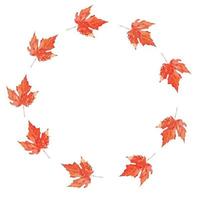 couronne d'automne de feuille d'érable texturée à l'aquarelle. laurier d'automne saisonnier vecteur