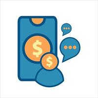 icône de la finance mobile, smartphone avec icône de l'argent vecteur