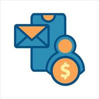 icône de la finance mobile, smartphone avec icône de l'argent vecteur