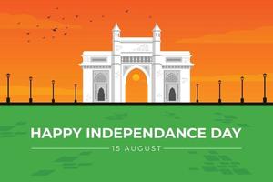 illustration vectorielle de la fête de l'indépendance indienne avec passerelle de l'inde vecteur