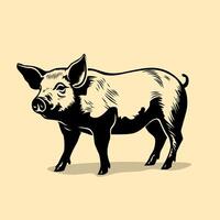 noir et Jaune porc illustration conception sur une Jaune Contexte vecteur