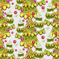 vecteur modèle sur le thème de hiver et Noël avec Noël des arbres dans une mignonne dessin animé style.
