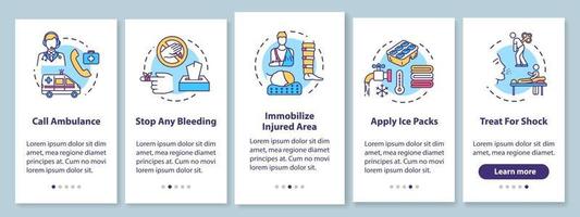 recommandations de traitement des blessures intégration de l'écran de la page de l'application mobile vecteur