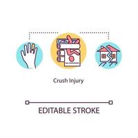 blessure par écrasement, icône de concept de compression du corps vecteur