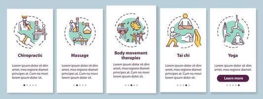 Écran de page d'application mobile d'intégration de médecine sensorielle avec des concepts vecteur