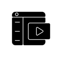 icône de glyphe noir de plates-formes vidéo vecteur