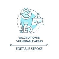 vaccination dans l'icône de concept de zones vulnérables. vecteur