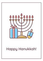 carte de voeux joyeuses fêtes de hanukkah avec élément d'icône de couleur vecteur