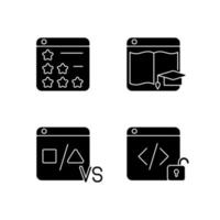 icônes de glyphe noir de présence en ligne d'entreprise sur un espace blanc vecteur