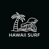 Hawaii le surf ligne logo conception des idées vecteur