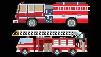 Feu un camion vecteur illustration conçu dans 8 bit formes.