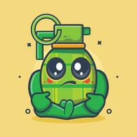 kawaii grenade arme personnage mascotte avec triste expression isolé dessin animé dans plat style conception vecteur