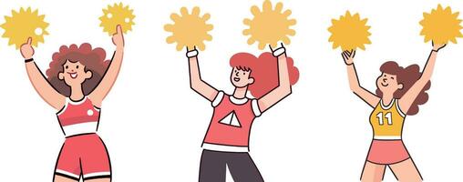 vecteur pom-pom girl est cheerleading avec pom pompons dans sa mains Supporter applaudissement pour une sport équipe