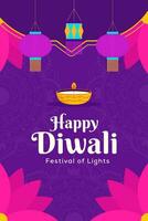 content diwali Festival de lumière verticale bannière illustration vecteur