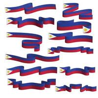 philippines pays drapeau ruban vecteur ensemble