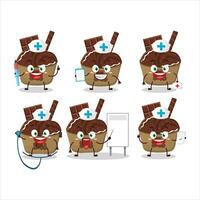 médecin profession émoticône avec la glace crème Chocolat dessin animé personnage vecteur