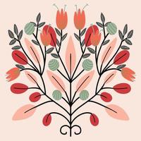 Belle fleur symétrie art populaire carte vector illustration