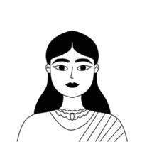 portrait de style de vecteur daffiche dart minimal fille indienne