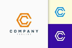 le logo moderne hexagonal représente la technologie ou le réseau en forme de lettre c vecteur