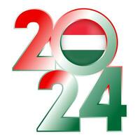 content Nouveau année 2024 bannière avec Hongrie drapeau à l'intérieur. vecteur illustration.