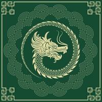 content chinois Nouveau année 2024 zodiaque signe, année de le dragon, avec vert papier Couper art et artisanat style sur blanc Couleur Contexte vecteur