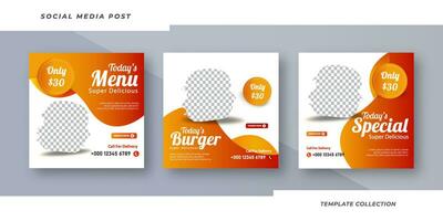aujourd'hui menu Burger super délicieux social médias Publier pour en ligne commercialisation promotion bannière, récit pro vecteur