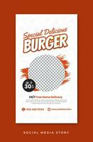 Burger et nourriture menu social médias récit modèle vecteur