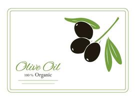 olive pétrole étiquette conception, noir Olives. olive pétrole biologique étiqueter. vecteur illustration.