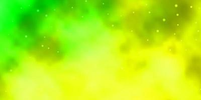 fond de vecteur vert clair, jaune avec de petites et grandes étoiles.