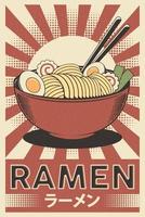 affiche de ramen japonais rétro vecteur