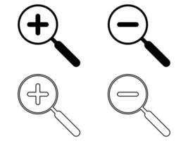 contour Zoom dans Zoom en dehors icône ensemble vecteur