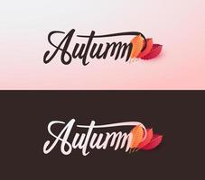 mise en page de fond de conception de texte d'automne décorer avec des feuilles vecteur
