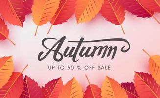 mise en page de fond de vente d'automne décorer avec des feuilles vecteur