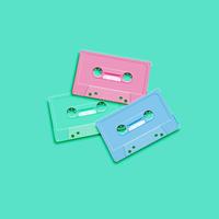 Pastel cassette réaliste rétro sur fond plat, illustration vectorielle vecteur