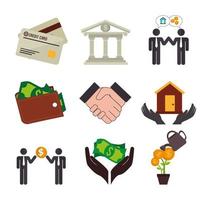 paquet d'icônes de jeu de finances vecteur