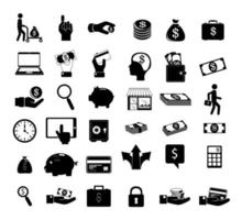 bundle silhouettes d'icônes de jeu de finances vecteur