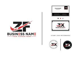 typographie fz logo icône, Créatif luxe zf brosse lettre logo modèle vecteur