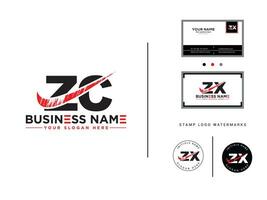 typographie zc logo icône, Créatif luxe zc brosse lettre logo modèle vecteur