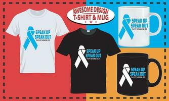 international journée pour le élimination de la violence contre femmes T-shirt, tasse, typographie et Douane conception vecteur