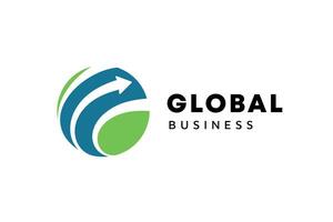 affaires logo modèle. globe et La Flèche logo est adapté pour global entreprise, monde les technologies, médias et publicité agences vecteur