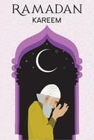 Ramadan Karim, islamique salutation carte modèle avec Ramadan illustrations. plat conception. vecteur