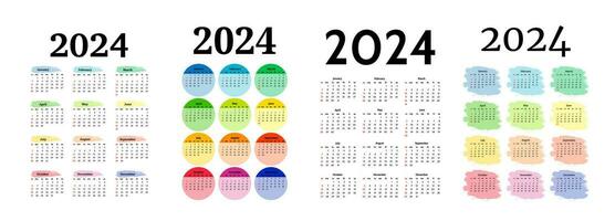 calendrier pour 2024 isolé sur une blanc Contexte vecteur