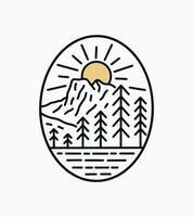 émeraude Lac dans yoho banff nationale parc mono ligne vecteur illustration pour badge, correctif, t chemise, etc