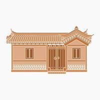 modifiable vecteur illustration de large traditionnel hanok coréen maison bâtiment dans plat monochrome style pour ouvrages d'art élément de Oriental histoire et culture en relation conception