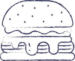 Burger main tiré vecteur illustration